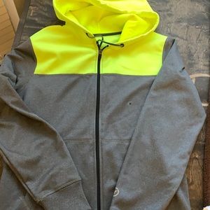 Adult Medium neon yellow and grey zipper hoodie